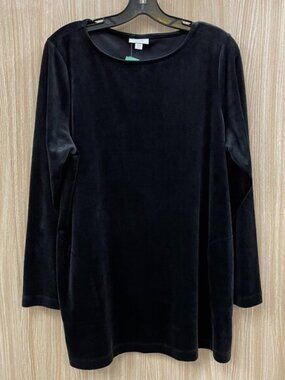 J. Jill Black Velour Tunic Top Size Large